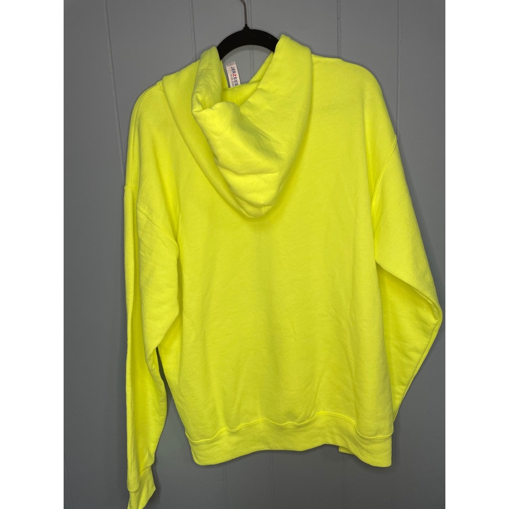 Jerzees Hoodie Mens Large Neon Yellow New Fleece Pullover NuBlend Sweatshirt - Picture 2 of 3